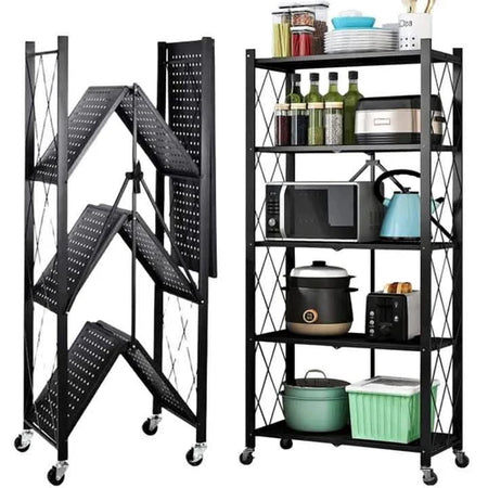 Étagère Pliable 5 Niveaux  Rangement Mobile Anti-Encombrement