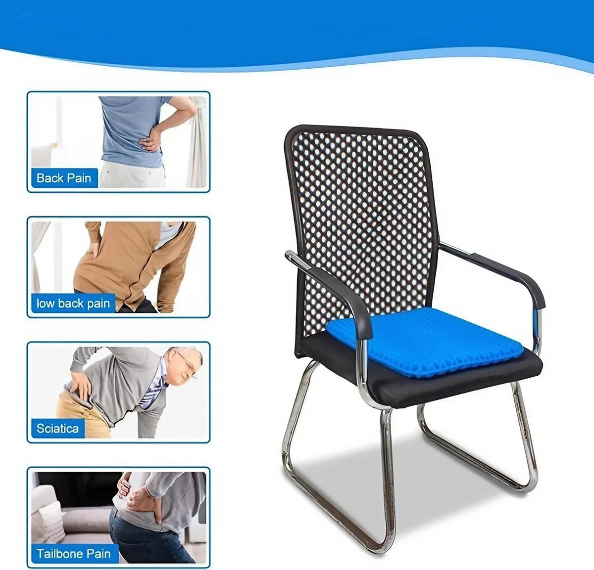 Coussin de siège médical + housse protectrice antidérapante