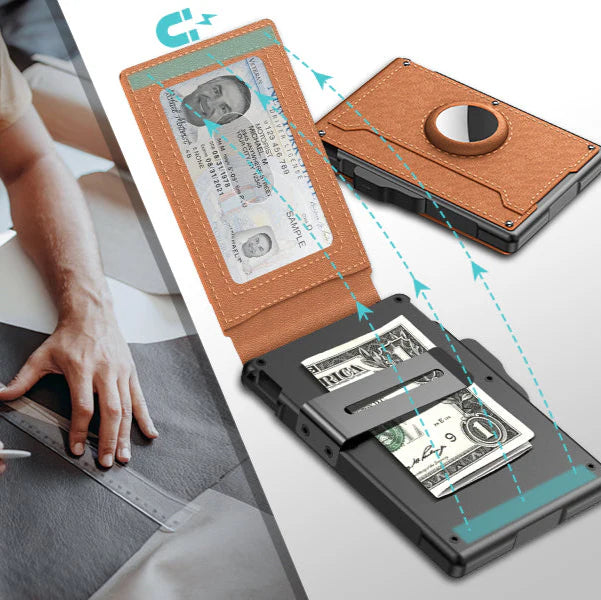 Portefeuille élégant avec porte-cartes AirTag