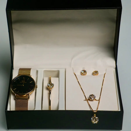 ⌚💎Coffret Cadeaux pour Femme (MONTRE DE LUXE + Bracelet + collier + boucles d'oreilles + Bagues🎁)