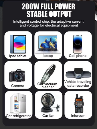 Convertisseur de puissance voiture multifonction 12V vers 220V