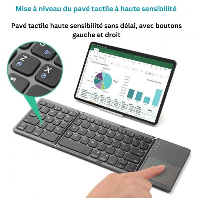 Clavier Bluetooth pliable avec pavé tactile (CI)