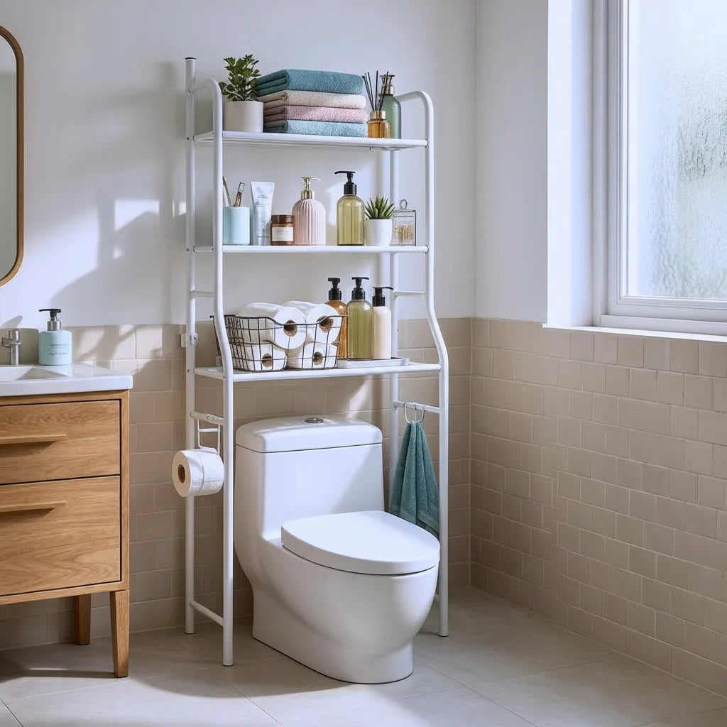 Optimisez chaque centimètre de votre salle de bain grâce à cette étagère intelligente.