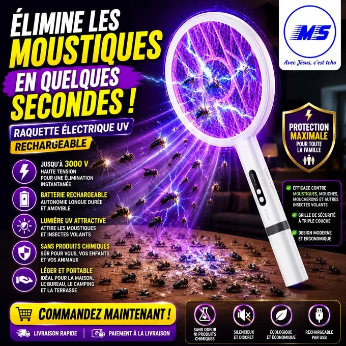 RAQUETTE ÉLECTRIQUE ANTI-MOUSTIQUE RECHARGEABLE